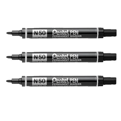 3 x Pentel N50 Permanentmarker Kugelspitze - schreibt eine 2 mm Linie