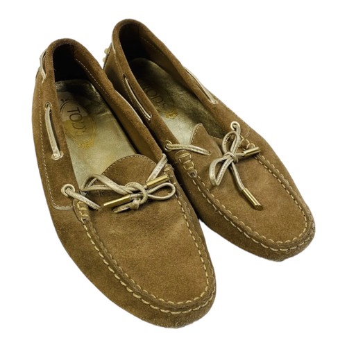 TOD’S Mocassini donna TOD'S marrone e oro scamosciati guida senza tacco scorrevole taglia 39 7