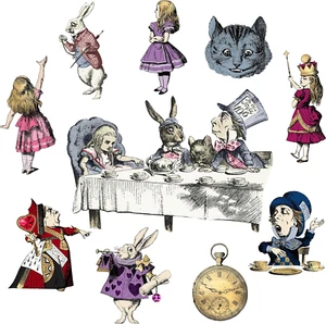 Alice in Wonderland Decor Tea Party Decoration Cardboard Cutouts 10 PCS Double  - Picture 1 of 12