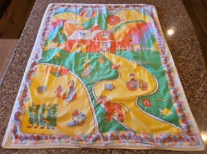 Rainbow Barnyard Blanket Throw Barn Tractor Farm Animals VTG - Picture 1 of 13