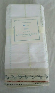 Pottery Barn Kids Crib Skirt Milo Cotton 16" Drop 28" x 52" NWT Linen Border - Picture 1 of 5