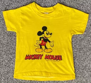 T-shirt vintage anni '70 Topolino - giallo Disney - super sottile punto singolo taglia bambino - Foto 1 di 3