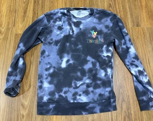 Disneyland Resort Blue Tie Dye Crewneck Sweatshirt Fleece Jumper Size M - Picture 1 of 2