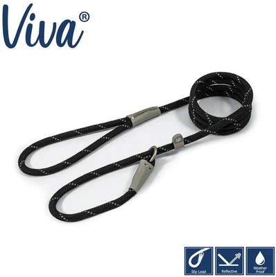 Светоотражающий черный поводок для щенка собаки Ancol Viva Rope Slip 1,5 x 8 мм  - Изображение 1 из 4