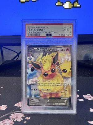 2016 POKEMON XY GENERATIONS RADIANT COLL #RC28 FULL ART/FLAREON EX PSA 8 - Image 1 of 2