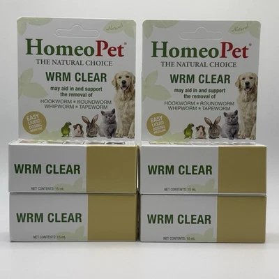 Pack de 4 HomeoPet Wrm Clear 15 ml para perros, gatos y mascotas pequeñas - Nuevo en caja Foto 1 de 3