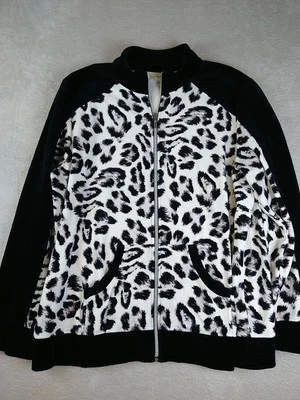 Zenergy Chicos Zip Up Animal print Velour  Track Jacket Size 3 Women's XL 16 - Image 1 of 4