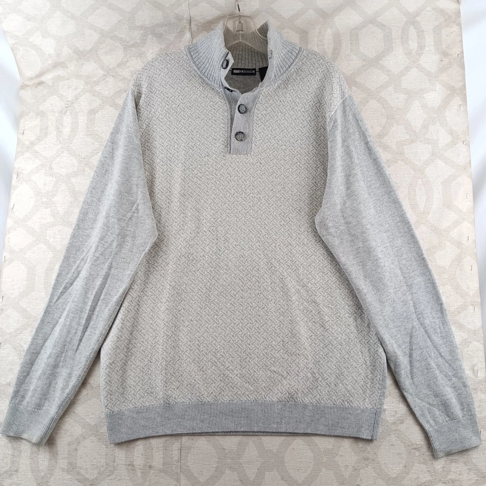 Claiborne Mens Gray Knit Mock Neck Button Sweater Size M - Image 1 of 4