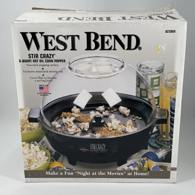 Винтажный West Bend Stir Crazy 6 кварт горячее масло попкорн поппер 82306 X новый/открытая коробка - Изображение 1 из 4