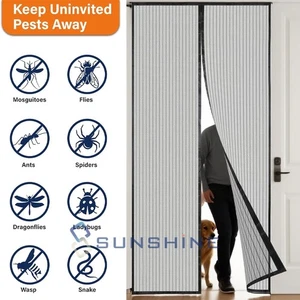 Magnetic Screen Door Windows Hands-Free Gnat Mosquito Mesh Anti Bugs Fly Curtain - Picture 1 of 19