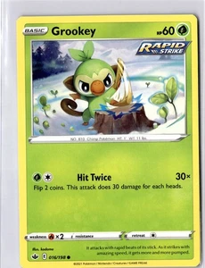 Grookey 016/198 Chilling Reign Regular Common Pokemon Card NM Rapid Strike - Picture 1 of 2