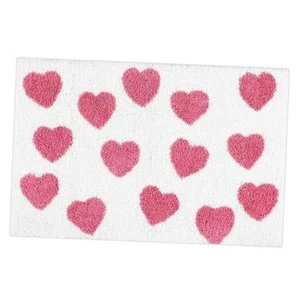 Heart Bath Mat, Heart Shaped Rug Valentine's Day Bathroom Decor Non-Slip Pink - Picture 1 of 8