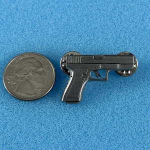 9MM Pistol Gun Silver Tone Pewter Metal 1.25" Pin Pinback #59040 - Picture 1 of 3