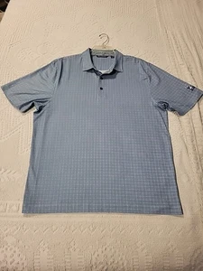 Cutter & Buck Polo Shirt Light Blue Plaid Mens Large Cattails At Meadow View TN - Picture 1 of 7