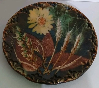 Clay Plate Embedded and Painted Design 24"C - Image 1 of 4