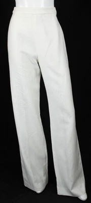 LORO PIANA NWT White Linen Cotton Woven High Waist Wide Leg Pants 46 - Image 1 of 4
