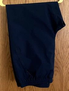 Vintage Eddie Bauer Blue Nylon Pants Elastic Waist Zip Pockets Men's Size XL - Picture 1 of 9