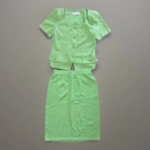 Vintage St John Collection 2 Piece Skirt Suit Blazer Lime Green Sz 10 - Picture 1 of 6
