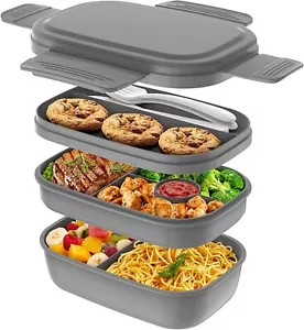 Lunch Box Food Containers Stackable Leak Proof Dining Out Storage Work Picnic - Picture 1 of 7