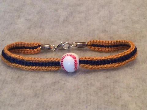 Milwaukee Brewers Women's Gold & Blue Handmade Thread Bracelet W/ Acrylic Bead!! Cover