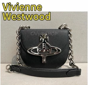 Vivienne Westwood Mini Shoulder Bag Handbag Black Chain Strap Metal Orb Logo - Picture 1 of 6