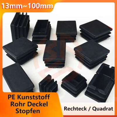 MARKENLOS Lamellenstopfen PE Kunststoff Vierkantrohr Rechteck Schwarz Rohr Deckel Stopfen