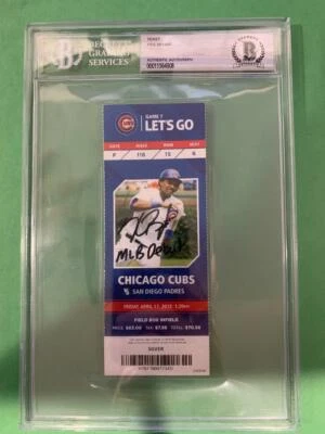 Kris Bryant Signed auto MLB Debut ticket Chicago Cubs 4/17/15 Beckett Authentica - Image 1 of 2