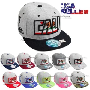 Baseball Cap California Republic Cali Adjustable Snapback Hat Hip Hop Flat Men - Picture 1 of 22
