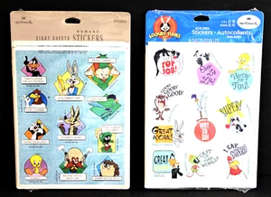 2 Vintage Sticker Packs HALLMARK Looney Tunes Tweety Taz Teacher Reward Sealed - Picture 1 of 6