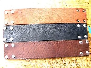 Customize size Men cuff plain Bracelet Bison leather black or brown  2 inch wide