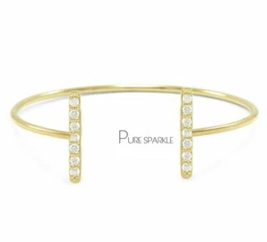 Brazalete brazalete con barra de diamantes creado en laboratorio de oro 14K 0,14 quilates hecho a mano - Imagen 1 de 1
