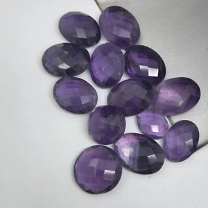 Natural Purple Amethyst Oval Checker Cut Faceted Gemstone Briolettes,11x15 MM - Bild 1 von 6
