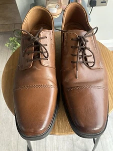 Clarks Tilden Walk Mens Oxford Dress Shoe Brown Leather UK Size 10 G - Picture 1 of 10