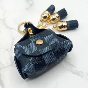 Coin Purse Lipstick Holder ladies Small Bag Wallet Black with Button & keychain - Picture 1 of 9