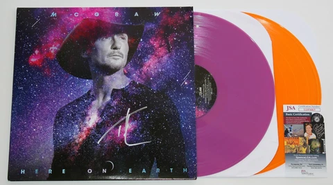 TIM MCGRAW SIGNED HERE ON EARTH 2x LP COLOR VINYL RECORD AUTOGRAPHED +JSA COA Cover