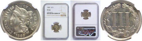 1888 Nickel Three Cent Piece NGC PR-64 Cover