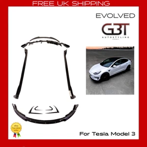KIT DE CARROCERÍA NEGRA BRILLANTE PARA TESLA MODELO 3 2018 + PAQUETE AERO LABIAL BORDE TRASERO DELANTERO - Imagen 1 de 11