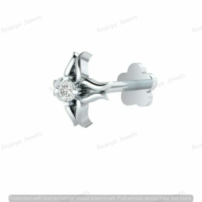 Diamante Natural 0.01 CT Aspecto Elegante Cuerpo Nariz Pin Labio Labret Piercing Tornillo Foto 1 de 4