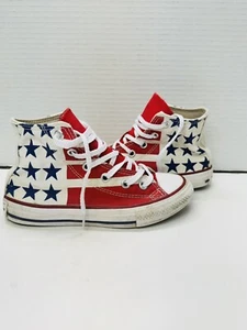 Converse All-Star Unisex Kids  Shoes Sz 12 Red White Blue American Flag High - Picture 1 of 7