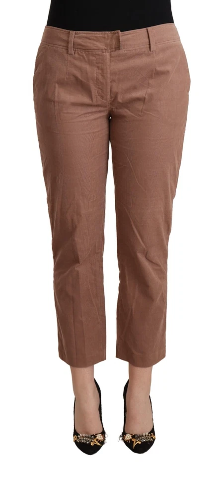 C'N'C COSTUME NATIONAL Pants Brown Cotton Tapered Cropped IT46/US12/XL RRP $500 - Image 1 of 4