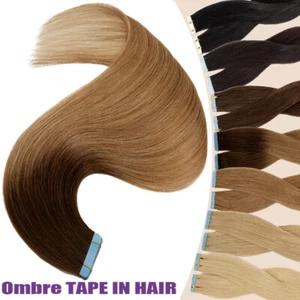 60PCS 150G THICK Tape In Skin Weft 100% Real Human Remy Hair Extensions OMBRE US - Picture 1 of 42