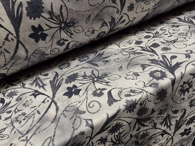 Georgette Woven Crepe Dress Fabric, Per Metre - Flower Print - Grey - Image 1 of 3
