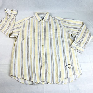 Tommy Bahama Shirt Relax 100% Linen Men Large Long Sleeve Striped Casual Hipster - Picture 1 of 11