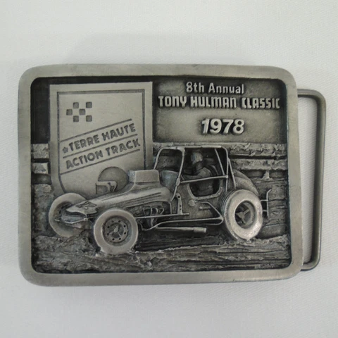 8Th Tony Hulman Classic Terre Haute Action Track 1978 Belt Buckle #176 Pewter Cover