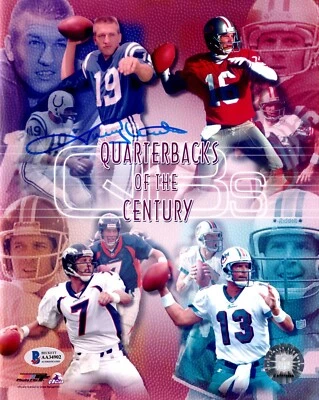 Johnny Unitas Signed Baltimore Colts 8x10 Photo QBs of the Century + BECKETT BAS - Image 1 of 3