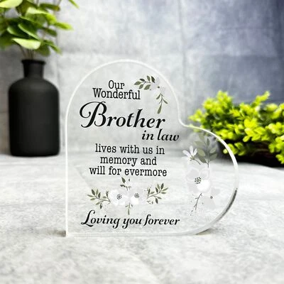 Placa corazón conmemorativa floral blanca de hermano simpatía regalo recuerdo regalo Foto 1 de 3