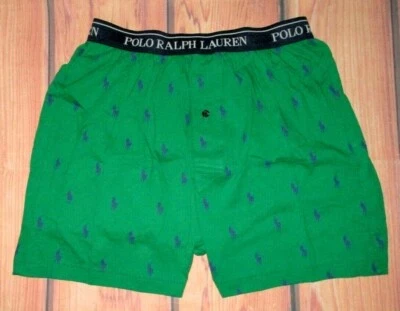 MENS POLO RALPH LAUREN GREEN KNIT BOXER SHORTS SIZE S (28/30) - Image 1 of 2