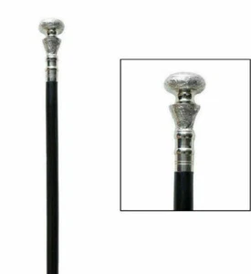 Brass Vintage Solid Silver Handle Antique Wooden Cane Walking Stick Design Gifts - Picture 1 of 4