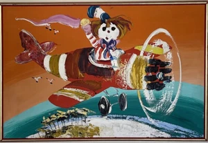 PAUL BLAINE HENRIE ANTIQUE CHILD CLOWN OIL PAINTING OLD VINTAGE MODERN ABSTRACT - Picture 1 of 10