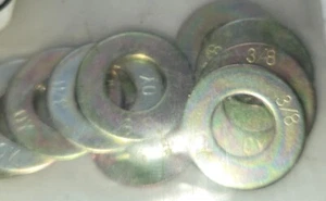 (23) 3/8" SAE USS Flat Washers Hardened Zinc Yellow, Pack of 23 - Picture 1 of 3